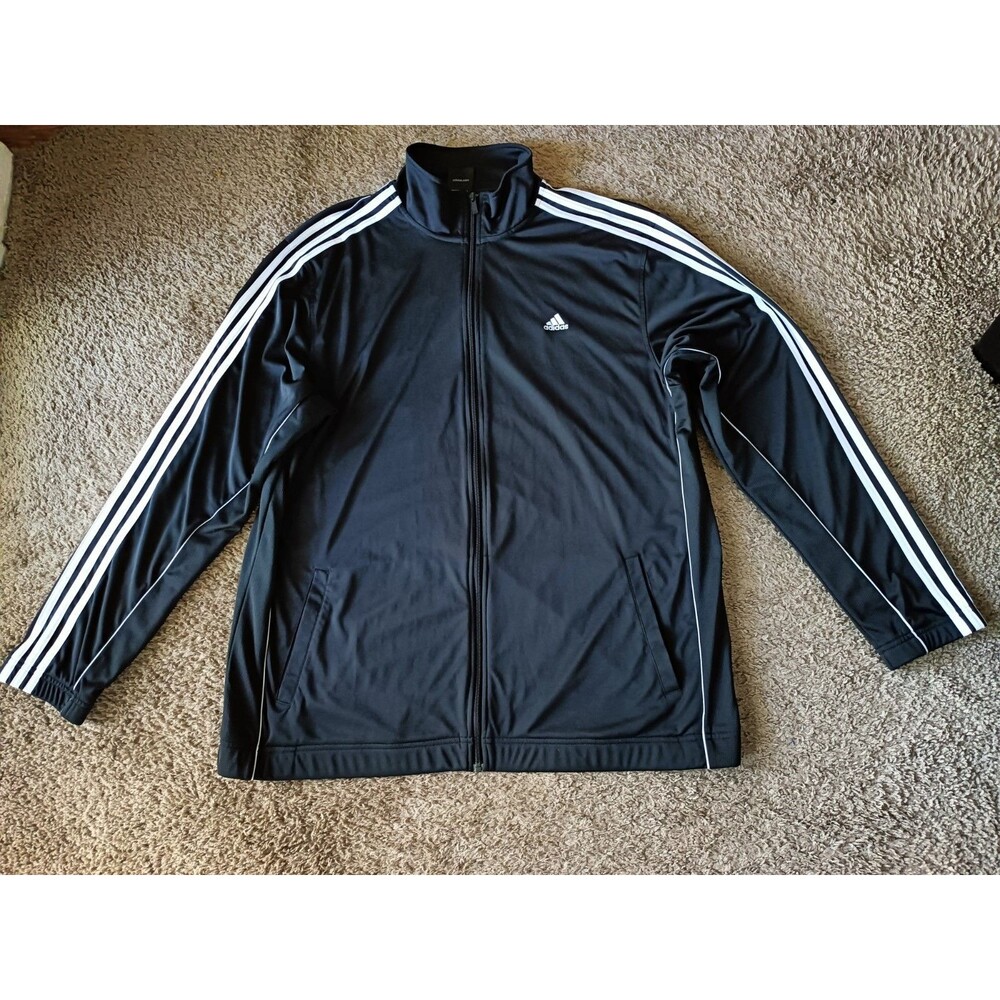 Adidas Performance Long Sleeve Full Zip Jacket Mens Size 2XL Black Embroidered